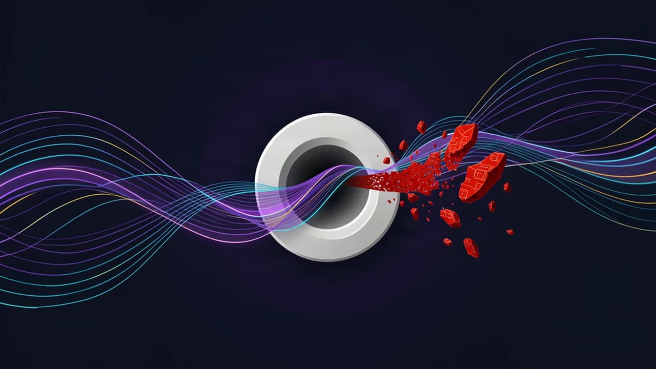 Abstract media stream disrupted by a malicious fragment
